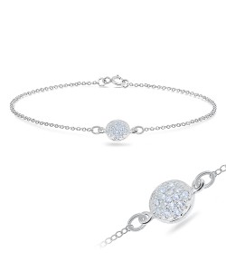 CZ Stones Round Shape Silver Bracelet BRS-177